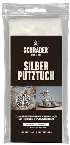 Schrader Chiffon de nettoyage pour bijoux en argent pour polir l'argent pour enlever le ternissement Chiffon de nettoyage pour bijoux avec substances de polissage naturelles 1 chiffon Fabriqué en