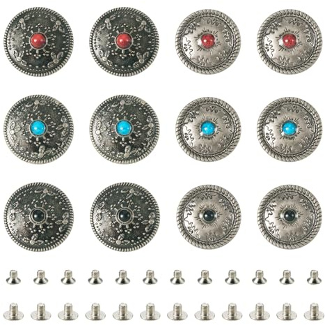 PandaHall - Juego de 12 remaches de tornillo de imitación turquesa con hebilla para decoración de bolsos, zapatos, ropa de cuero, cinturón