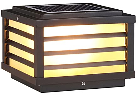Outdoor Wall Lights Square Solar Post Light Outdoor Waterproof Pillar Lamp Exterior Courtyard Column Headlight 3000K Warm LED Street Lantern Table Light for Patio Posts Garden Decor Waterproof Pillar
