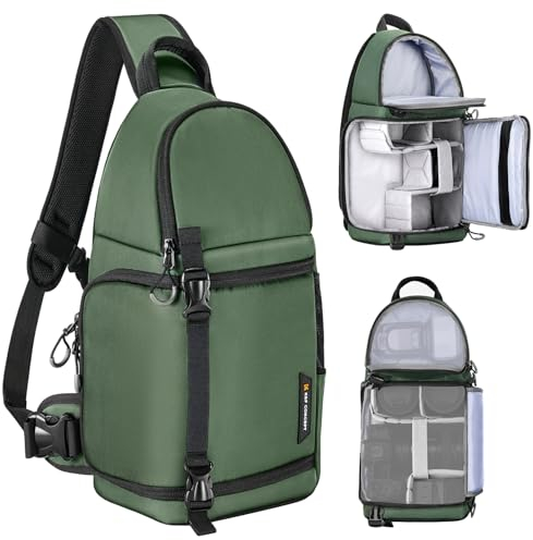 K&F CONCEPT Kamera-Umhängetasche, wasserdichte Kameratasche, Fotografie tägliche Reise Camera Bag,Taschen Fotografen Foto-Rucksack, Grün