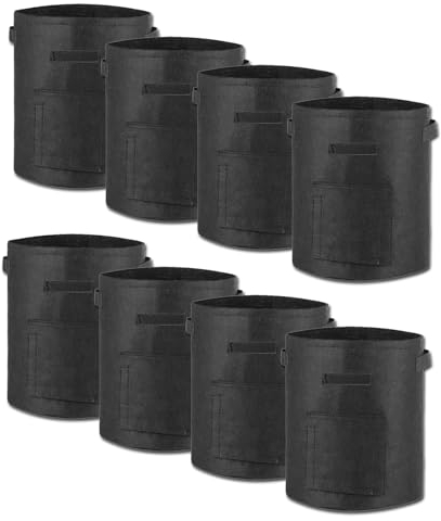 VOSSBACH 8X Pflanzsack 20 Liter aus Vliesstoff mit Sichtfenster Kartoffel Tomaten Pflanztasche Pflanzbehälter Pflanzbeutel