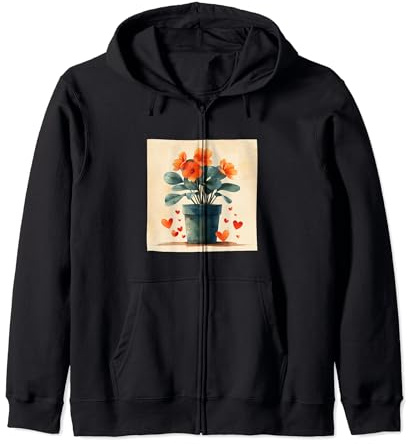Cyclamen Plante en pot Cottagecore Hearts Graphic Sweat à Capuche