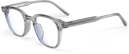 Dollger Lunettes Anti-Lumière Bleue UV400 Lunettes de Protection pour Écran Homme Femme Style Rétro Verres Transparents Légers contre la Fatigue Oculaire (PC, Ordinateur, Téléphone) Gris