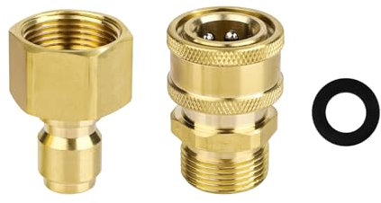 NQEUEPN 2 Pz Adattatori per Idropulitrice da M22-15mm a 1/4 di Pollice, Kit di Collegamento Rapido e Scollegamento Rapido per Idropulitrice in Ottone per Pompa Flessibile per Idropulitrice 5000 PSI