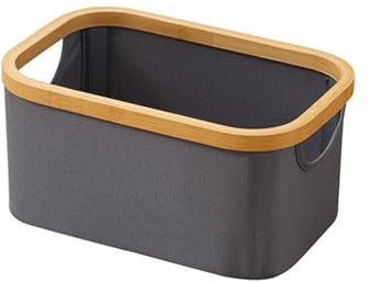 Cesto Ropa Sucia de Bambú, Cesta Ropa Sucia con Asas, Cubo Ropa Sucia Plegable, Material de Tela Oxford, Caja de Almacenamiento para Ropa Sucia/Toallas para Dormitorio(Gris,14x20x23cm/6x8x12in)