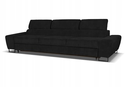 Family Meble Couch, Modell Savio, Modern Cordsofa, Dreisitzer-Sofa, Relaxsofa, Loungesofa, Fernsehsofa, Bequemer Sofa, Verstellbare Rückenlehne, Für Wohnzimmer, Esszimmer, Schlafzimmer, Büro, Schwarz