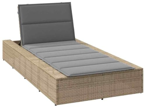 vidaXL Sonnenliege mit schwebender Auflage Beige Poly Rattan