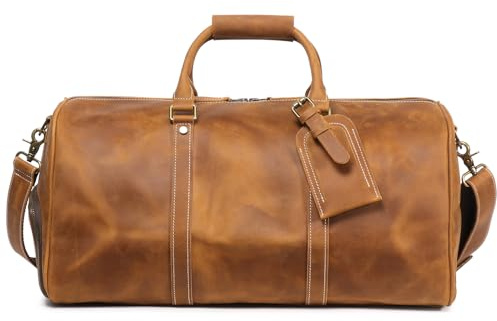 Luokir Herren-Reisetasche aus Leder, klassische Reisetasche mit Schuhfach, Sport, Vintage, Reisegepäck, Übernachtung, Handgepäck, Handgepäck, für Herren, Vintage Brown, 20 Inch, Wochenendtasche aus