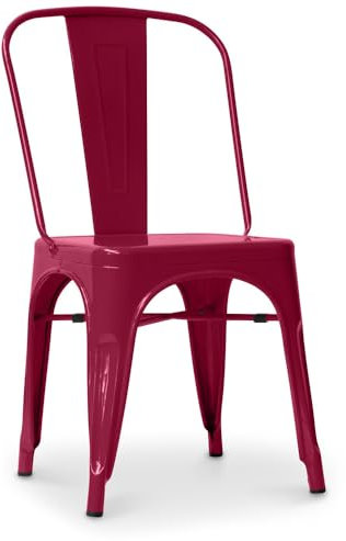 Iconik Interior Industrial Style Chaise en Acier de Salle à Manger - Design Industriel - Nouvelle édition - Stylix Fuchsia