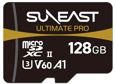 SUNEAST Scheda di memoria MicroSDXC UHS-II da 128 GB, scheda TF V60 A1 C10 U3 con velocità di lettura di 280 MB/s per video 4K/8K, action camera, drone, Switch, dashcam e telecamere di sicurezza