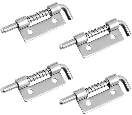 304 Edelstahl Federstift Geladener Verriegelungsriegel 4 Stück, Schränke | Kompakter Riegelschloss Links aus 304-Edelstahl für Türen – Schränke oder Container – Schieberiegel Edelstahl – Rostfrei