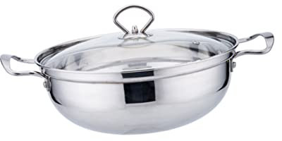 VICASKY Stainless Steel Hot Pot Shabu Shabu Pot 26cm Thickened Large Capacity Induction Compatible Lid Household Kitchenware for Soup and Meat