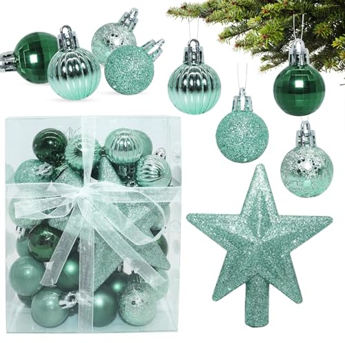 30 Stück Weihnachtskugeln, 3CM Weihnachtsbaum Kugeln Set, Weihnachtsdeko Kugeln, Baumkugeln Weihnachten, Kunststoff Weihnachtskugeln, Weihnachts Kugel, Glitzernd Matt Weihnachtsbaum Ornamente Party
