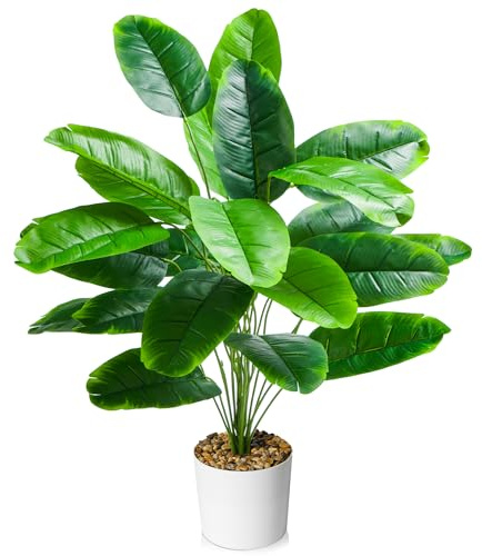 80cm Künstliche Pflanzen, Künstliche Bananenbaum mit 24 Blättern, Realistische Kunstpflanzen für die Dekoration von Heimbüros Hochzeitsfeiern, Große Grünpflanzen für Drinnen Draußen, Pflegefrei