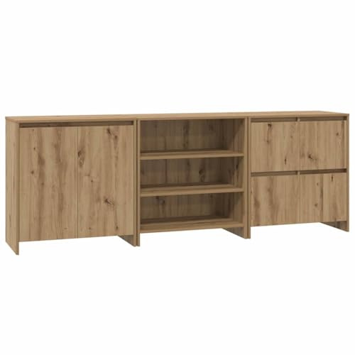 vidaXL Sideboards 3 pcs Artisan-Eiche 70 x 41 x 75 cm Holzwerkstoff, Rustikaler Sideboard, Stauraum, rechteckige Regale, viel Platz, praktische Möbel für Dein Zuhause, Ordnungslösungen