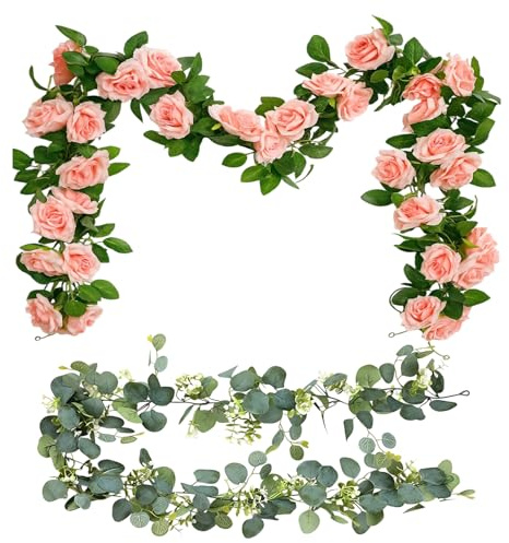 2PCS Flower Garland, Artificial Garland, Coquette Room Decor for Wedding Party Home Decoration