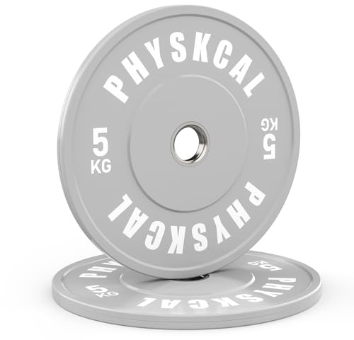 PhysKcal Farbige IWF Bumper Plates, Ø50 mm Olympic Hantelscheiben | Ideal für Weightlifting. Geringe Rückprallkraft. Hochwertiger Gummi. Perfekt für das Fitnessstudio und Wettkämpfe.