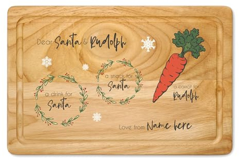 Personalised Christmas Eve Santa Treat Wooden Board UV Printed Santa Rudolph Reindeer Xmas Cookie Chimney (Small)