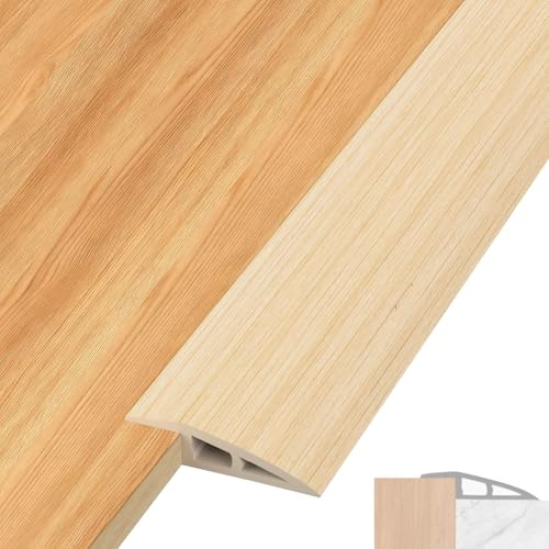 Übergangsprofil Höhenausgleich, Selbstklebende Türschwellenrampe 1cm Höhe Übergangsleiste Boden, Rampe Saugroboter, Schnittbar PVC Türschwellen Leiste für Laminatboden Türschwelle (Beige Holz)