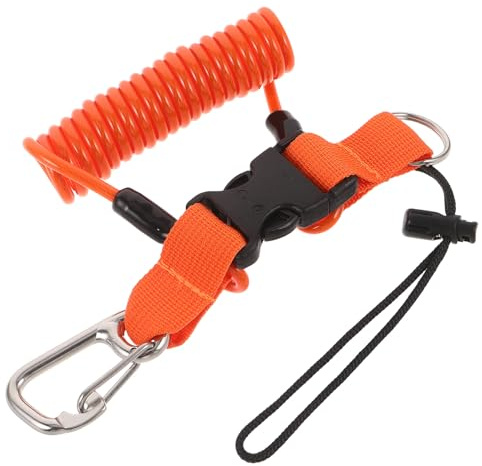 SMASOLO Lanière Spirale Rétractable Plongée sous-Marine avec Boucle à Dégagement Rapide, Corde de Sécurité Orange Haute Visibilité, Sangle Anti-Perte Robuste Compatible Lampes et