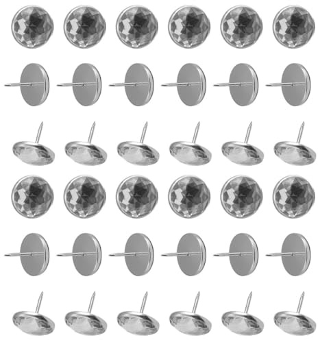 Angoily Boutons Décoratifs pour Canapé 50 Pcs, Clous Tapissier en Acrylique Blanc, Diamètre 22,8 Mm, Tête Plate Ronde, Épingles Décoratives pour Meubles, Accessoires pour Salon