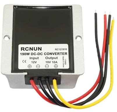 Convertidor Elevador de 12V a 19V, 5A, 8A, 10A, CC, 12 voltios a 19 voltios, Fuente de alimentación for Ordenador portátil y Coche, Resistente al Agua(12V to 19V 10A)