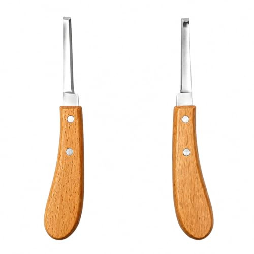 Pack of 2 Hoof Knives, Hoof Pick for Horses, 21.5 cm, Hoof Rasp for Horses, Hoof Knife for Horses, Claw Scissors Sheep, Hoof Knife Sharpener, Hoof Knife Cow, Ergonomic Wooden Handle