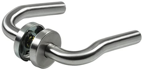 Amig - Set di maniglie con rosetta per porte | Mod. 20RX | 136 x Ø19 mm | Quadretto da 8 mm | Design elegante e semplice | Acciaio inossidabile 18/8 argento opaco