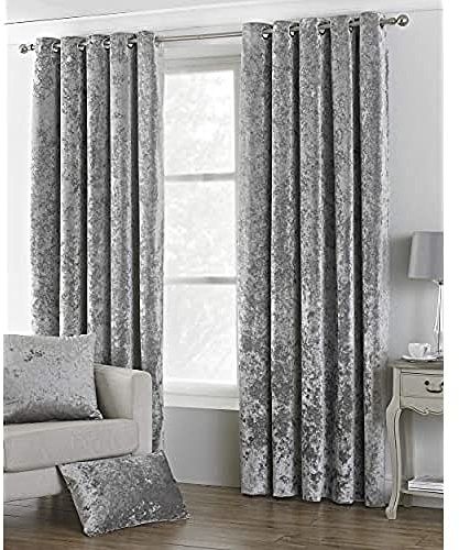 Riva Paoletti Verona Ringtop Occhielli Tende (Coppia) - Argento - Vellutato - Crushed Velvet di Sguardo 100% Poliestere - 229 Centimetri di Larghezza X 183 Centimetri Goccia (90 X 72