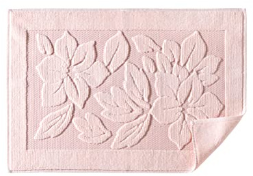 ASTREA TEXTILES Tappetino da bagno in 100% cotone, motivo floreale, lavabile, con motivo floreale in rilievo, assorbente, ad asciugatura rapida, per vasca da bagno, lavandino, rosa chiaro