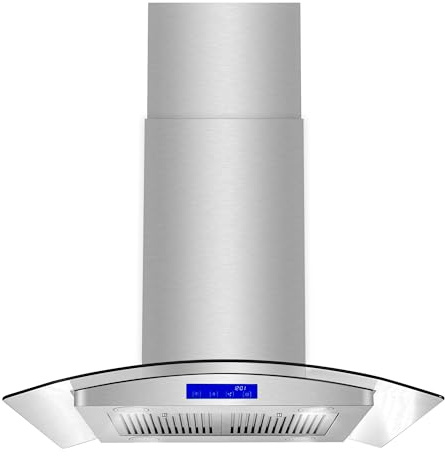 COSMO COS-668ICS750 30 in. Lumin Collection 380 CFM Ducted Island Range Hood, Soft Touch Controls, LED Lights, Stainless Steel