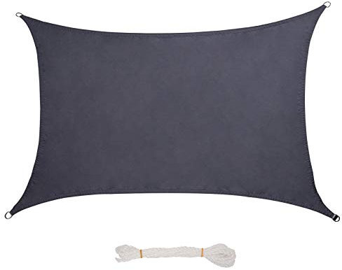 Lestarain Sonnensegel Sonnenschutz Segel Polyester UV Schutz wasserabweisend Wetterschutz für Garten, Balkon, Terrasse, Rechteck 3x4m Grau