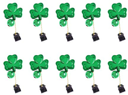 Holibanna Beard Ornaments 10cps Christmas Facial Hair Baubles with Clips Shamrocks Beard Decor for Men Holiday Festive Party Decoration