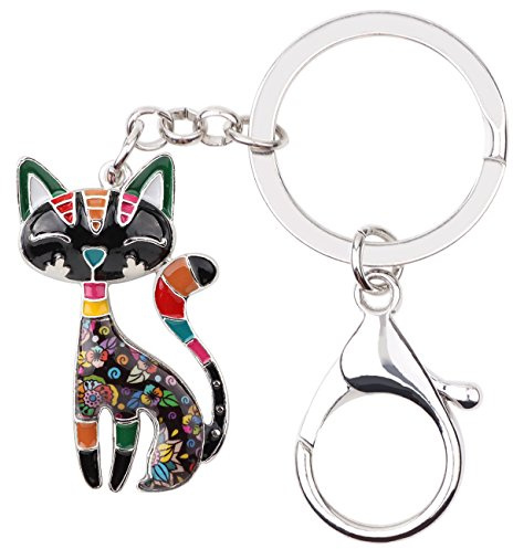 NEWEI Süß Emaille Katze Schlüsselanhänger Anhänger Katzen Dekor für Damen Mädchen Kinder Geldbörse Tasche Charms