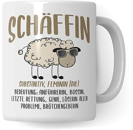 Tasse Chefin Geschenke lustig: Schäffin, Spruch Führungskraft Kaffeebecher Geschenkidee, Kaffeetasse Beförderung Beruf Firma Vorgesetzte Teetasse Schaf Abschied Danke Frauen Becher