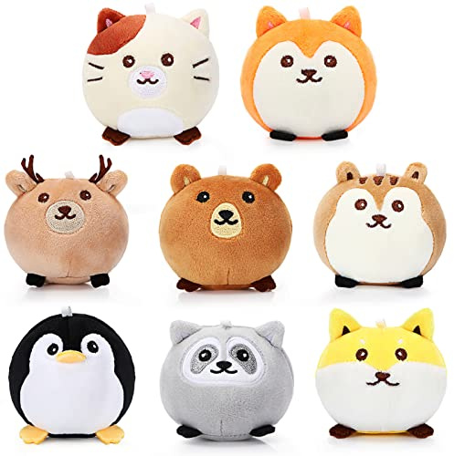 Aoriher 8 Stück Kleine Kuscheltiere Mini Plüschtiere 8 cm Adventskalender Füllung Kuscheltiere Großpackungen Bunte Waldtiere Schlüsselanhänger Dekoration für Weihnachten Urlaub Babyparty Partyzubehör