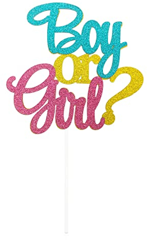 Baby Shower Cake Topper, Glitter Boy or Girl Cake Topper, Blue and Pink Cake Decoration Pick for Baby Shower Gender Reveal Party Decorations Supplies Y6-CSXBCP (Colour)