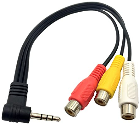 Xwbella 3.5mm to 3RCA Cable, 8 inch 90 Degree Angle 1/8 TRRS Male to 3RCA Female Audio Viedo Adapter Cable