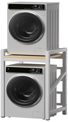 WPPTNSFY Stapel-Set über Waschmaschinenschrank, Schrank für Waschmaschine und Trockner, Tragfähigkeit 300kg, 3 Höhenverstellbar, Platzsparendes, für Badezimmer Küche Balkon Waschküche