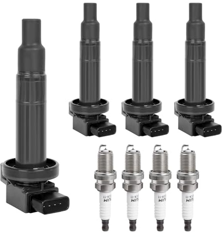 Ignition Coil Pack Spark Plugs fit for 1.5 L4 Scion xB xA, Toyota Echo, Prius C Yaris 2001 2002 2003 2004 2005 2006 2007 2008 2009 2010 2011 2012 2013 2014 2015 2016 2017 2018 2019, UF316, Set of 4 | for 1.5L L4 Scion xB xA, Toyota Echo, Prius C Yaris 01 02 03 04 05 06 07 08 09 10 11 2012 2013 2014 2015 2016 2017 2018 2019