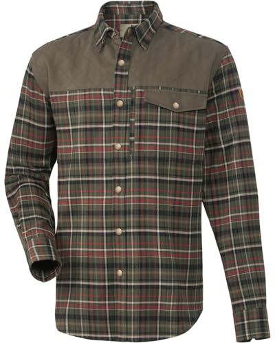 Parforce Jagdhemd Spessart mit Druckknöpfen Oliv/Rot kariert, 3XL
