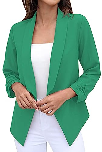 L9WEI Damblazer, dam enfärgad långärmad kostym elegant kavaj smal business kontor blazer höst tunna ytterkläder, X01-grön, S