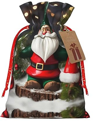 ZISHAK Traditionelle Weihnachtswichtel, zarte Jute, Kordelzug, Geschenktasche, handwerklicher Stoff, Geschenktasche, perfekt für Weihnachten