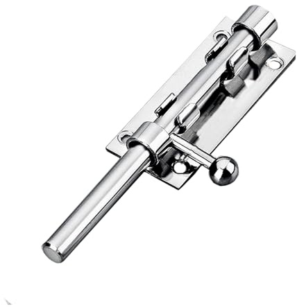Aoktorkit 5 Inch Door Bolt Lock Stainless Steel Door Latch Barrel Sliding Lock Silver Solid Door Lock Bolts for Bathroom Bedroom Garden Shed Doors