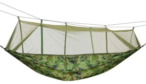 2-Personen-Hängematte mit Moskitonetz, Outdoor, Wandern, Camping, Hommock, tragbares Nylon-Schaukel-Hängebett, 600 Pfund Traglast(Camouflage)