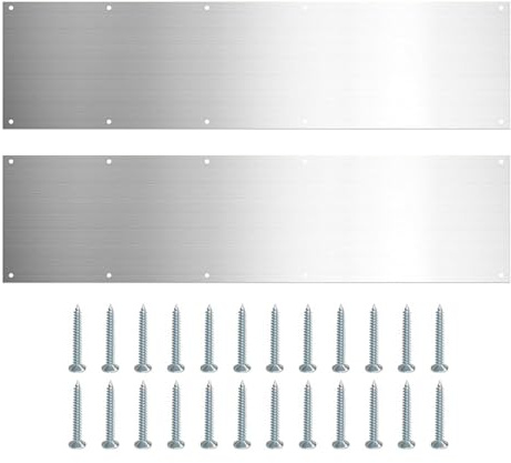 Zócalos Para Puertas Exteriores, 2 Piezas De Zócalos De Puertas Exteriores De Acero Inoxidable, Protector De Panel De Puerta De Metal Adecuado Para Paneles De Puertas Interiores Y Exteriores