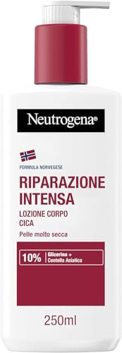 Neutrogena Formula Norvegese Lozione Corpo CICA Riparazione Intensa, Crema corpo riparatrice per 72h di nutrimento, Crema idratante corpo con 10% Glicerina, Crema corpo idratante pelle secca, 250 ml