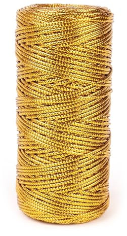 Kordel Weihnachten 1.5mm,1Roll/100m Kordel Gold Kordelband Goldfaden Golddraht zum Basteln Schleifenband Gold Paketschnur für DIY Bastelschnur Hochzeitsdekoration Weihnachtsdekoration oder Verpacken