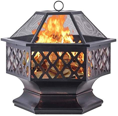 Feuerstellen für den Außenbereich, Holzofen, 55,9 cm, schwarze Feuerstelle, quadratisch, Stahltisch, Terrassen-/Gartenheizung, Outdoor-Grill, Camping mit Abdeckung, Grillen für draußen, Camping,