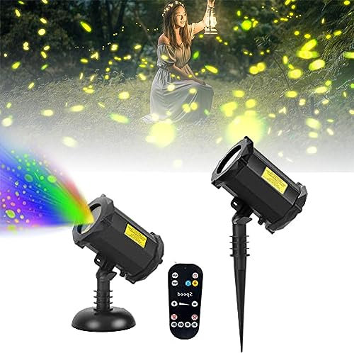 Christmas Dynamic Firefly Projector Lamp, Outdoor Moving Projector with Remote Control, LED Landscape Light for Garden Patio Decor, Starry Xmas Party Lights